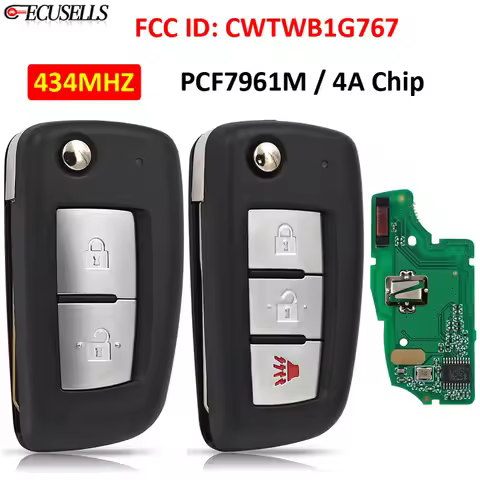 Ecusells Remote Car Key 433MHz PCF7961M / 4A Chip For Nissan Qashqai J11 Pulsar C13 Juke F15 X-Trail