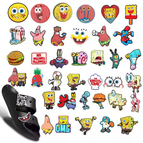 1-42pcs SpongeBob Patrick Star Baby Shoe Charms DIY Craft Accessories Shoe Charms for Crocs-style Ki