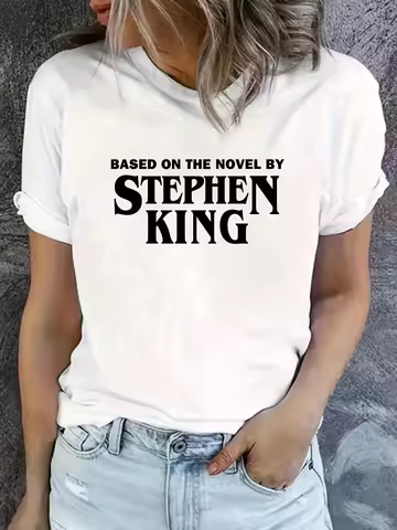 Fashion letters STEPHEN KING printed summer casual T-shirt fashion street short sleeved round neck w