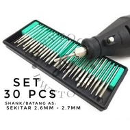 Diamond Burr Set 30pcs / Diamond Pointed / Diamond Pointer Tuner Grafir Akrilik Kaca / Mata Bor Ukir