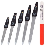 3 Swords Germany - Brand Quality Sapphire Metal Nail File Set (5 pcs.) with 3-Way Nail Buffer (1 pc.