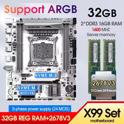 X99 GAMING D3 Motherboard kit Combo Xeon E5 2678 V3 CPU Kit LGA 2011-3 2*16GB= 32GB DDR3 1600MHZ RAM
