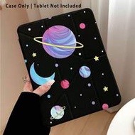 Planet, Star And Moon Pattern Painted Effect Tablet Protective Case With Stand, Compatible With Hono