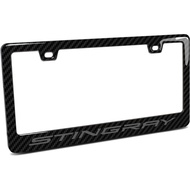 for Chevrolet Corvette C8 Stingray in 3D Dark Gray on Real Carbon Fiber ABS Plastic License Plate Fr