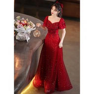 EAGLELY Covering The Belly 2024 Womens Summer Slim Long Evening Dress Bride Toast Luxury High End We