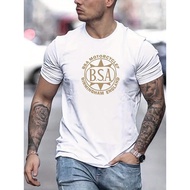 Men's BSA Motorcycles Logo T-Shirt - Vintage Motorcycle Branding Tee with Birmingham England Emblem,