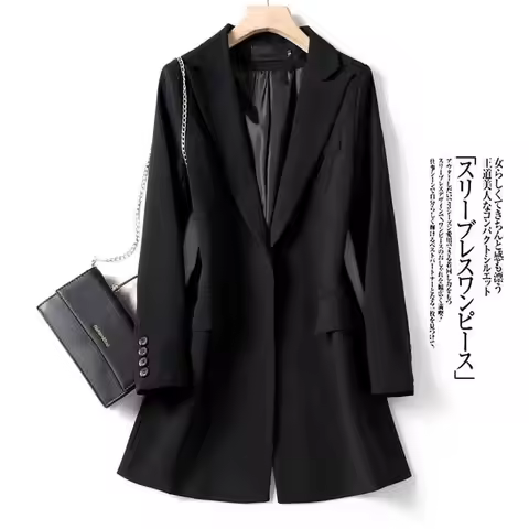 2024 New Suit Jacket For Women Spring And Autumn High-End Korean Slim Fit Medium Length Black Casual