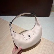 LONGCHAMP LE PLIAGE XTRA系列牛皮半月手提包(藕粉）