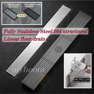 Extra Long Luxury Black Stealth Floor Drain/Bathroom Trap/Linear Shower Drain/Deodorant Floor Trap/T