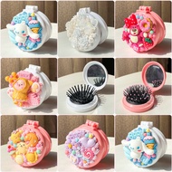 mini mirror student clay mirror Diy Handmade Mirror Cream Glue Comb Mirror Integrated Strawberry Bea