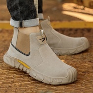 Ready Stock Safety Shoes Men's Safety Boots Steel Toe-toe Welder Special Shoes Suede Cowhide Safety 