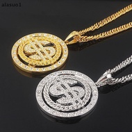 [Alasuo] Big Rotatable US Dollar Money Sign Pendant Necklace Men Rapper Hip Hop [SG]