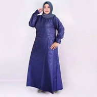 PUTIH KATUN Gamis Women Gamis Women jumbo Cotton Embos BIGSIZE XXL LD 120cm - Embos Navy Teenage Whi