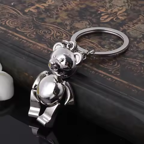 Metal Movable Bear Keychain 3D Animal Kering Women Car Handbag Charm Accessory