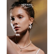 HEFANG HEFANG White Iris Earrings Bright Temperament Elegant Niche Simple Unique Earrings Earrings G