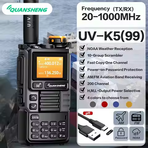 Quansheng UV-K6 Upgrade UV-K5 (99) Interphone 5W Air Band Radio Tyep C Charging UHF VHF DTMF FM Scra