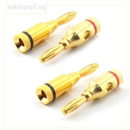 Audio 4mm Banana Plug Cable Connector Socket 24k Gold Plated Musical Speaker for Amplifier 8AWG to 2
