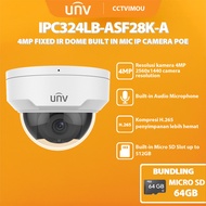 Unv IPC324LB-ASF28K-A 4MP FIXED IR DOME BULB IN MIC IP CAMERA POE FREE MICRO SD 64GB