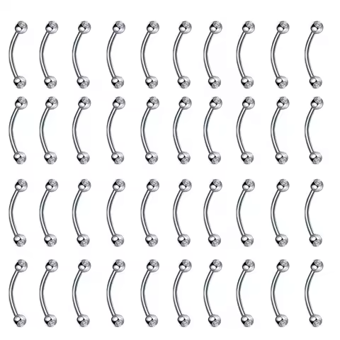 40Pcs Stainless Steel CZ Labret Monroe Lip Ring Tragus Nail Helix Earring Stud Piercing Cartilage Tr