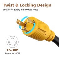 Power Adapter Cord NEMA L5-30P Male to 3 x 5-20R Household Outlet Female with Power Indicator for RV