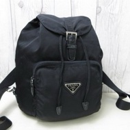 絕版古董品 Prada黑色銀標尼龍雙肩包 後背包 背囊 中古包 二手包