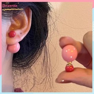 [Ready ️]French Style Peach Honey Pearl Love Heart Sense Design Love Heart Earrings- BS