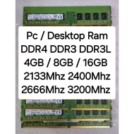 Desktop / PC Ram DDR4 DDR3 DDR3L 16GB / 8GB / 4GB 2133Mhz 2400Mhz 2666Mhz 3200Mhz