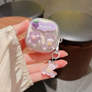 Purple Bear Flower Earphone Case Suitable for Baseus BD1 Bear Pendant Transparent Soft Case Baseus B