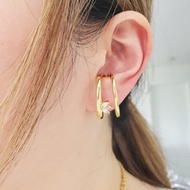 黃銅鍍18K金耳骨夾 ~ 鑽耳掛 ~ 耳夾 ~ 雙層耳環
