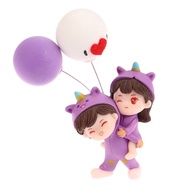 Figure Couple Ungu Miniatur Boneka Pajangan Dashboard Mobil Dekorasi Interior Mobil
