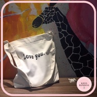 Love you canvas crossbody bag size 31x34cm