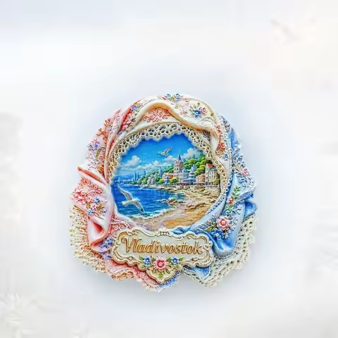 Vladivostok Lace Town Fridge Magnet - Picturesque 3D Russian Coast Souvenir Unique Far East Gift for