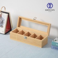 GIOVANNI Tea Bag Storage Boxes, Wooden 5/9 Grids Jewelry Organizer, Container Dustproof Rectangular 