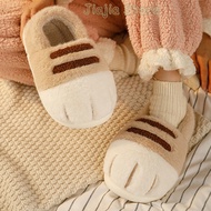 Cat Paw Thick Cushioned Sole Slippers Cozy Cat Paw Slippers Warm Plush Non-slip Indoor Shoes