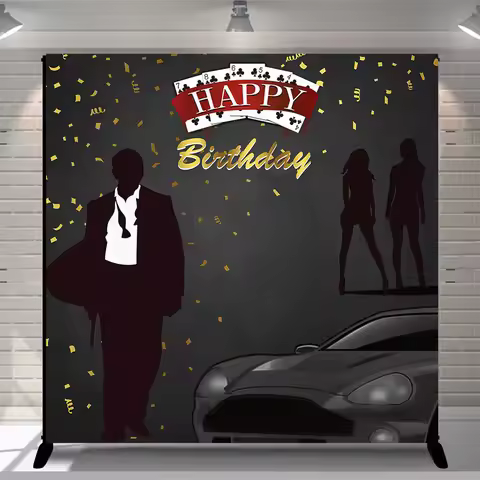 Casino Party Theme Backdrop James Bond Party 007 Bond Party Happy Birthday Party Decor Custom Banner