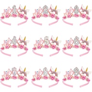 Kids Unicorn Princess Headband Unicorn Princess Themed Party Flower Pearl Princess Crown Headband
