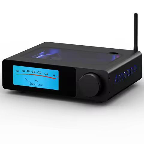Ampapa D1 Bluetooth Amplifier Stereo Power Amp with Digital VU Meter Display, High-Pass Filter, Bala