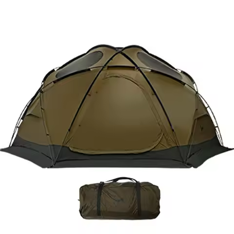 Outdoor Camping Tent 20D Nylon Ball Tent Large Space Cross Dome Family Travel Tent for 4-8 Person