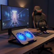 FIREWOLF S69,2,14-17  FIREWOLF S69 Penyejuk Laptop dengan 2 Kipas, Sesuai untuk Laptop 14-17 Inci