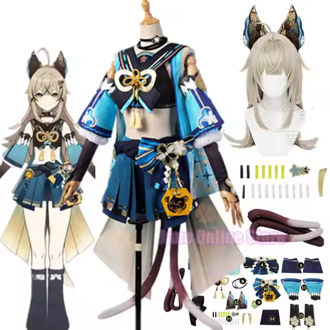 Kirara Cosplay Costume Wig Game Genshin Impact Cat Upon The Eaves Uniform Long Hair Cat Tails Leggin