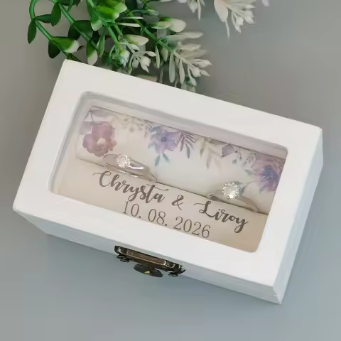 Personalized Wedding Ring Box Custom Wedding Ceremony Ring Box Custom Name Ring Box