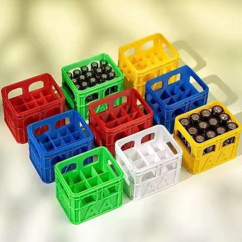 3D Printed Battery Storage Box Mini Beer Crate Stackable No. 5 Aa No.7 Aaa Organizer Portable Case H