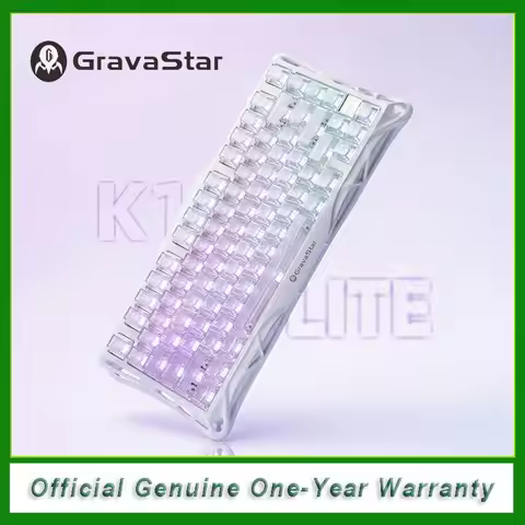 GravaStar K1 LITE Wireless Mechanical Keyboard - Transparent Wireless Tri-mode Gaming Professional B