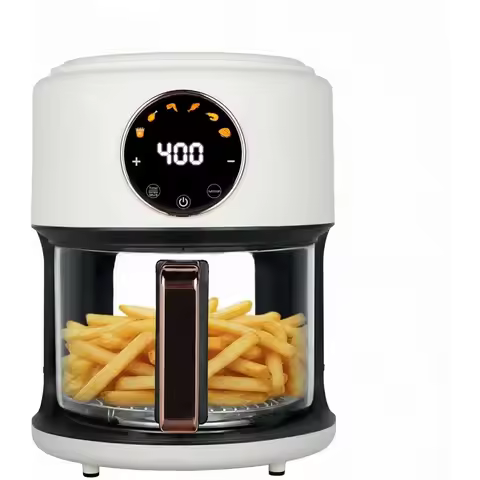 4.7QT Glass Air Fryer with 360 Viewable Glass Non-Toxic 6-in-1 Preset Cook Modes Digital Display Adj