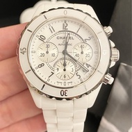 保證專櫃真品 機械錶❤️附購證、保固 9成新 三眼計時 41mm Chanel 香奈兒 J12 白色 黑色
