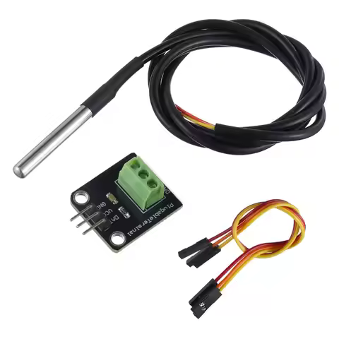 DS18B20 Temperature Sensor Module Kit with 1 m/ 3.2 Ft Waterproof Digital Stainless Steel Probe -55 