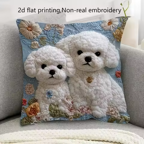 Adorable 2D Flat-Printed Poodle Pillow: A Charming Addition to Your Home Decor Sofa cushion cover, h