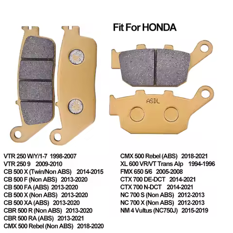 Motorcycle Ceramic Front Rear Brake Pads for HONDA VTR 250 9 CB 500 X/F/FA/X/XA/ CBR 500 R FMX 650 C