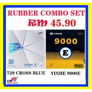friendship 729 cross BLUE STICKY ELASTIC + YINHE 9000E SPIN ELASTIC TABLE TENNIS RUBBER SET OFFER