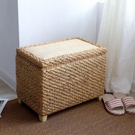 Wicker storage bench, shoe changing bench, bed end bench, solid wood storage box, storage bench